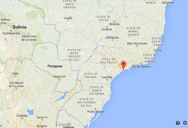 location Santos on map of Brazil