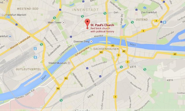 location St Paul's Church on map Frankfurtv