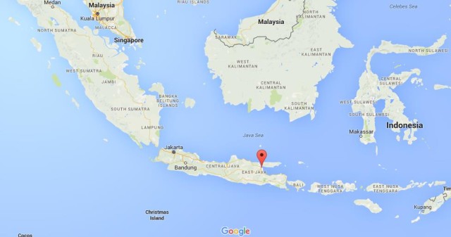 location Surabaya on map Indonesia