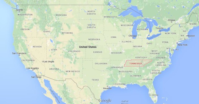 location Tennessee on USA map