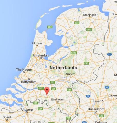 location Tilburg on map Netherlands
