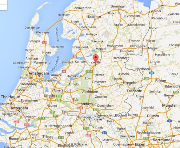 location Zwolle on map of Netherlands