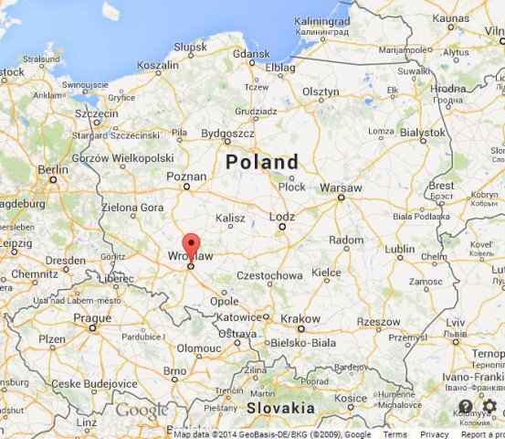 location Wroclaw on Map of Poland
