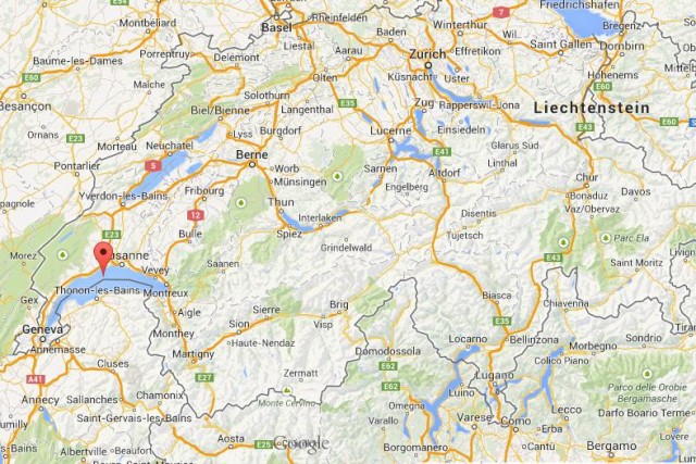 location Lake Leman on Map of Switzerland