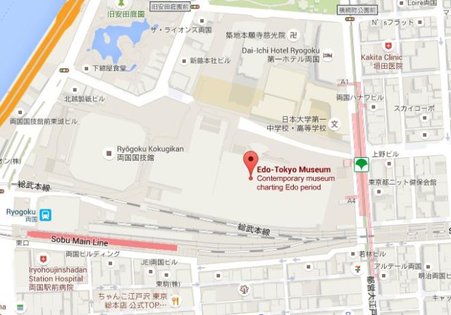 Map of Edo-Tokyo Museum area
