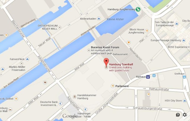 Map of Hamburg Rathaus