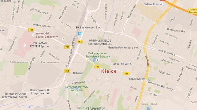 Map of Kielce Poland