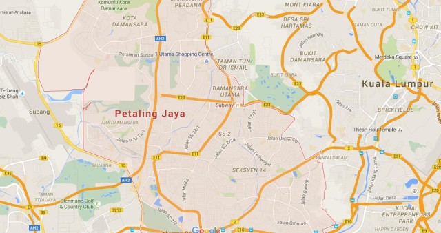 Map of Petaling Jaya Malaysia