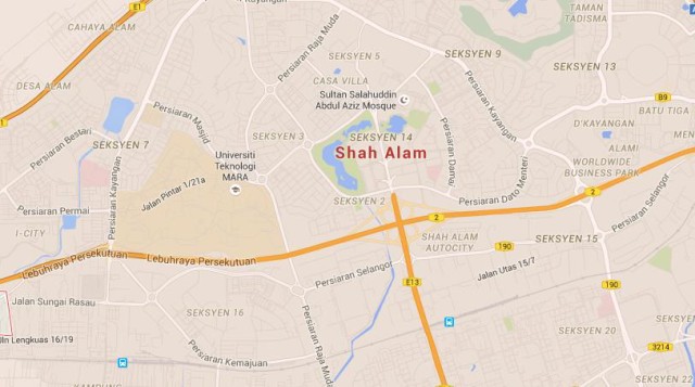 Map of Shah Alam Malaysia