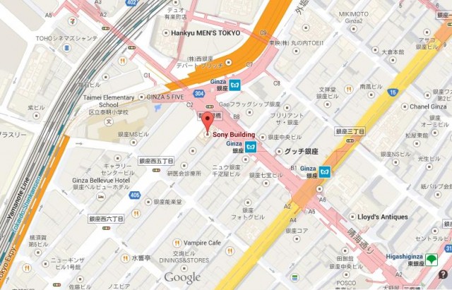Sony Building Tokyo map