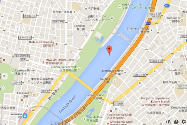 Map of Sumida Gawa Tokyo