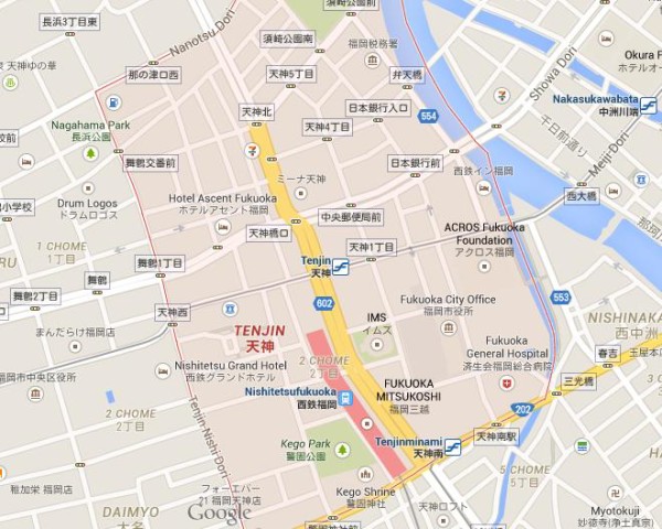 Map of Tenjin Fukuoka