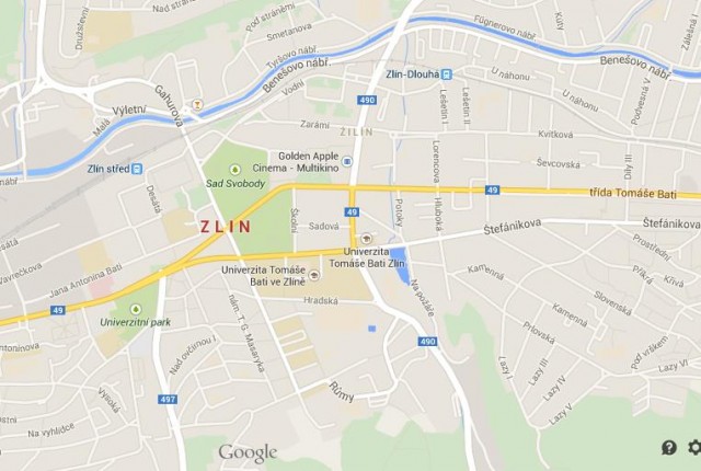Map of Zlin Czech Republic