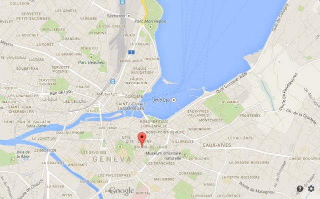 location Place du Bourg de Four on map of Geneva