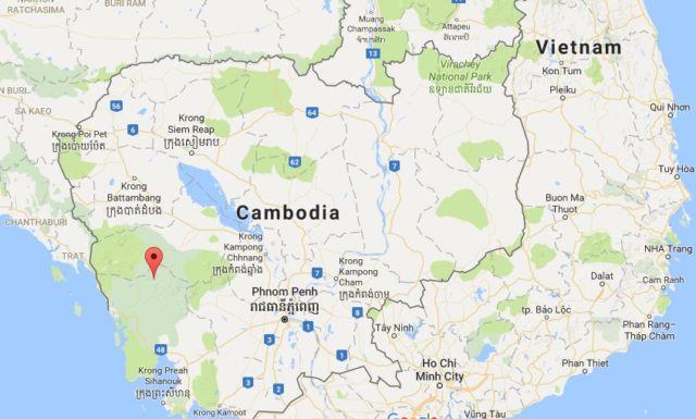 Location Cardamon Mountains on map Cambodia