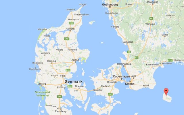 Location Bornholm on map Denmark