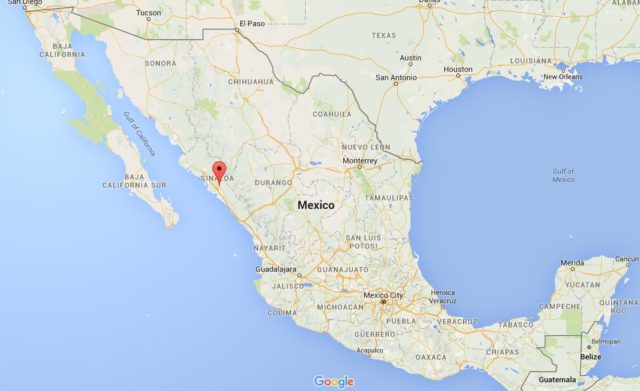 Location Culiacan on map Mexico