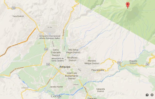 location El Misti on map of Arequipa