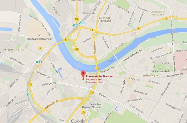 location Frauenkirche on map of Dresden