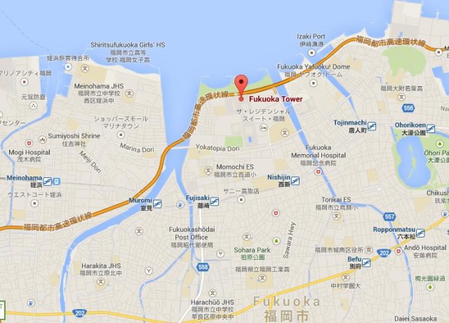 location Fukuoka Tower on map