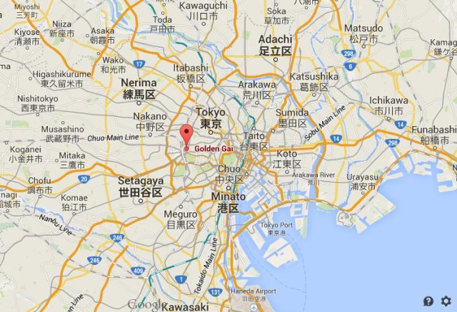 location Golden Gai on map of Japan
