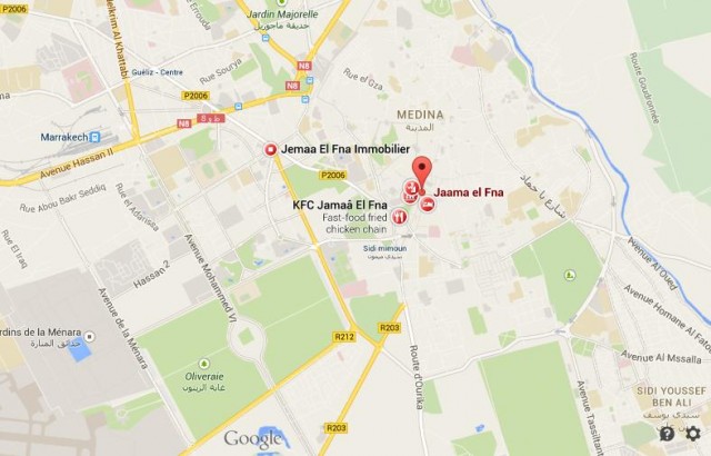 location Jemaa El Fna Square map Marrakech