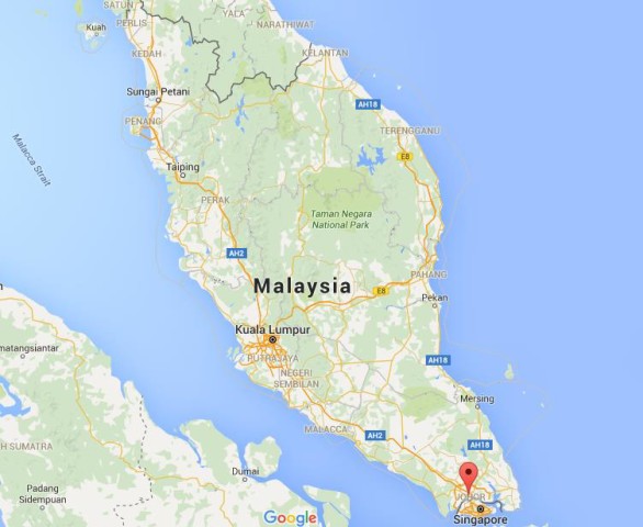 location Johor Bahru on map Malaysia