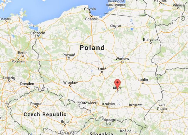 location Kielce on map Poland