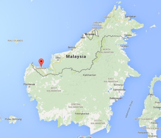 location Kuching on map Borneo