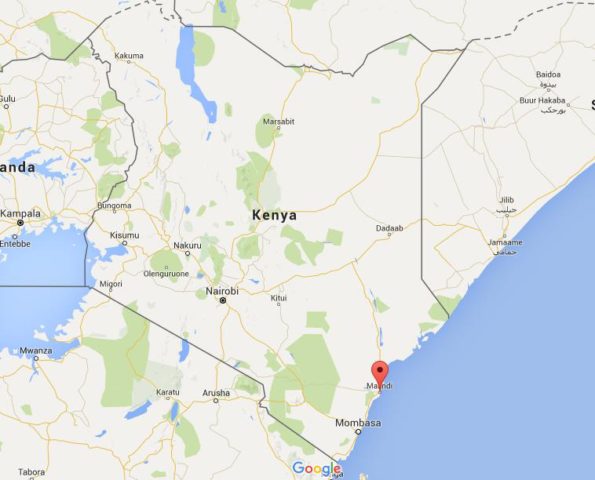 Location Malindi on map Kenya