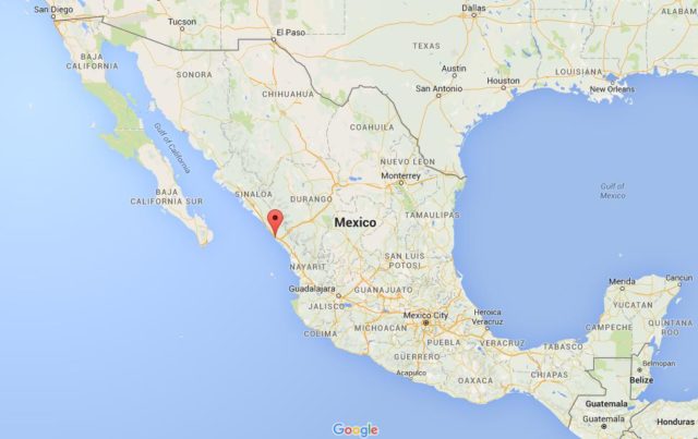 Location Mazatlan on map Mexico