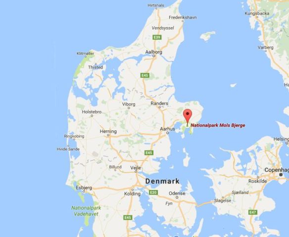 Location is Mols Bjerge National Park on map Denmark