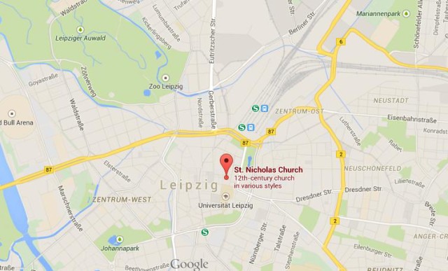 location Nikolaikirche on map Leipzig