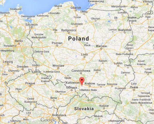 location Oswiecim Auschwitz on map of Poland