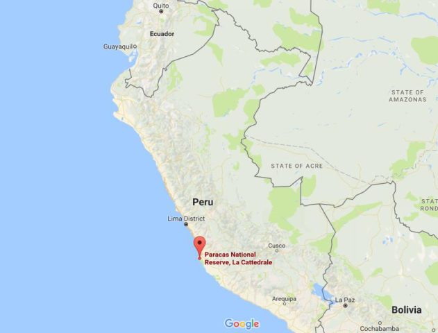 Location Paracas National Reserve on map Peru
