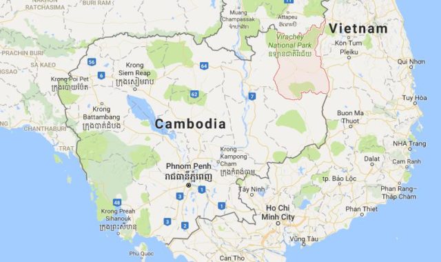 Location Ratanakiri on map Cambodia