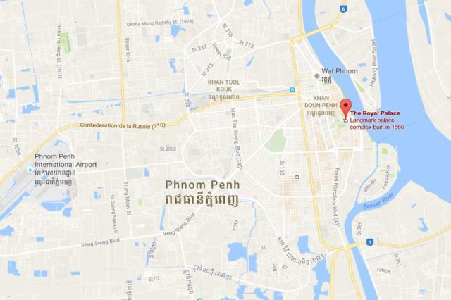 Location Royal Palace on map Phnom Penh