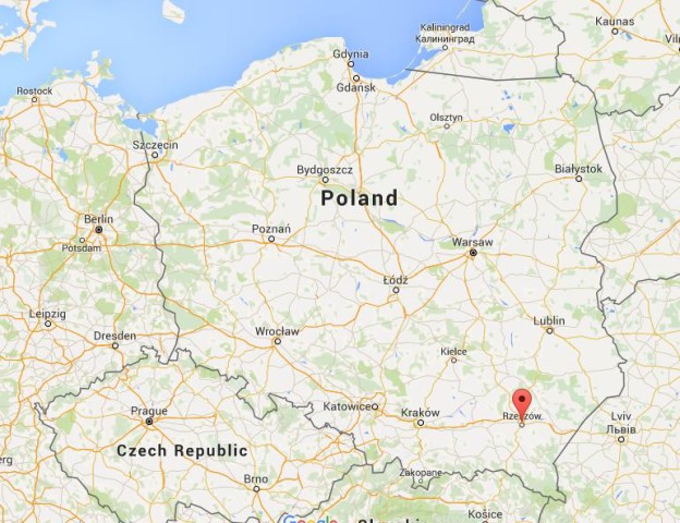 location Rzeszow on map Poland