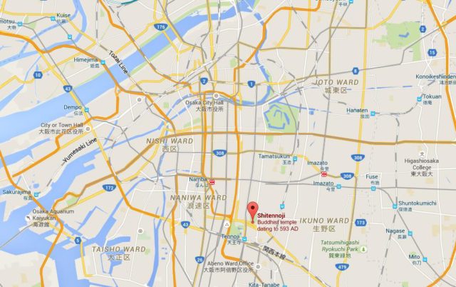 Location Shitennoji on map Osaka