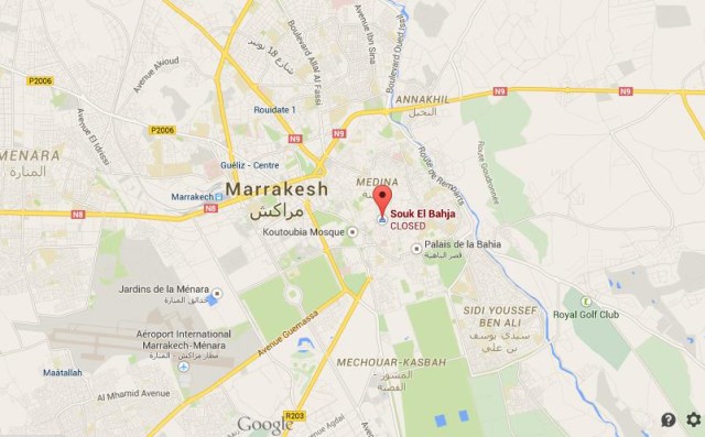 location Souk on map Marrakech