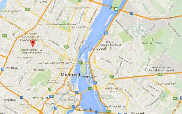 Location St Denis on map of Montreal