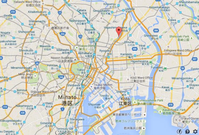 location Sumida-Gawa on map Tokyo