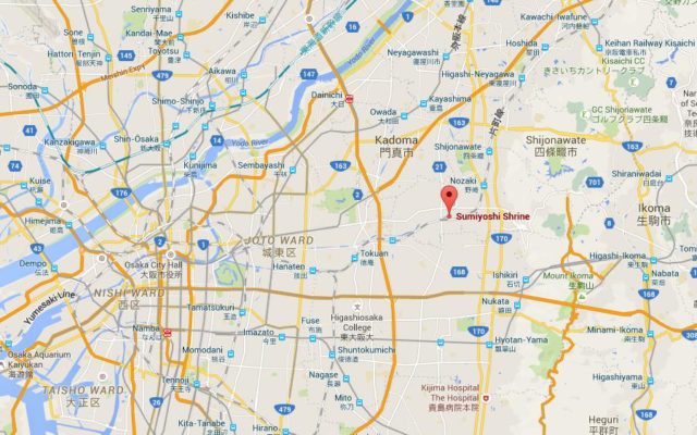 Location Sumiyoshi Shrine on map Osaka