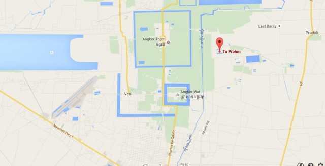 location Ta Phrom on map Angkor