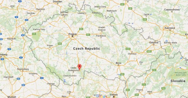Location Trebon on map Czech Republic