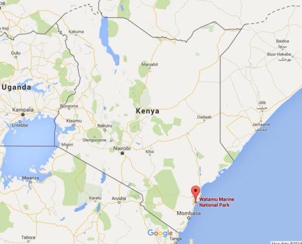 Location Watamu Marine National Park on map Kenya