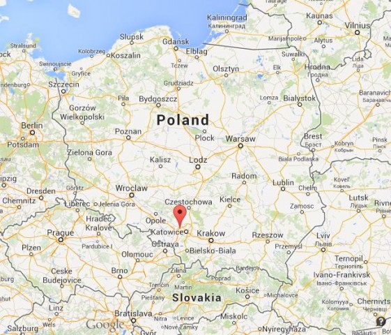 location Zabrze on map of Poland