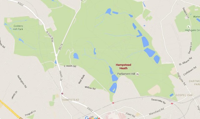 Map of Hampstead Heath London