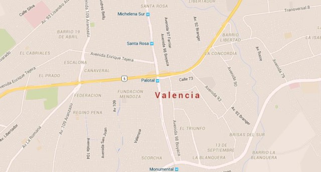 Map of Valencia Venezuela