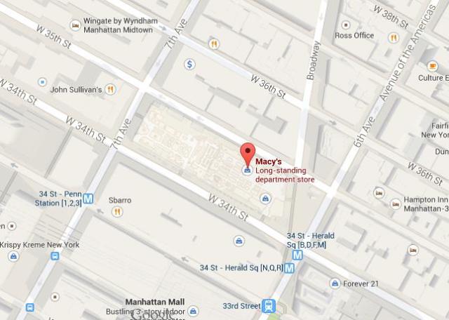 Map of Macy's NY